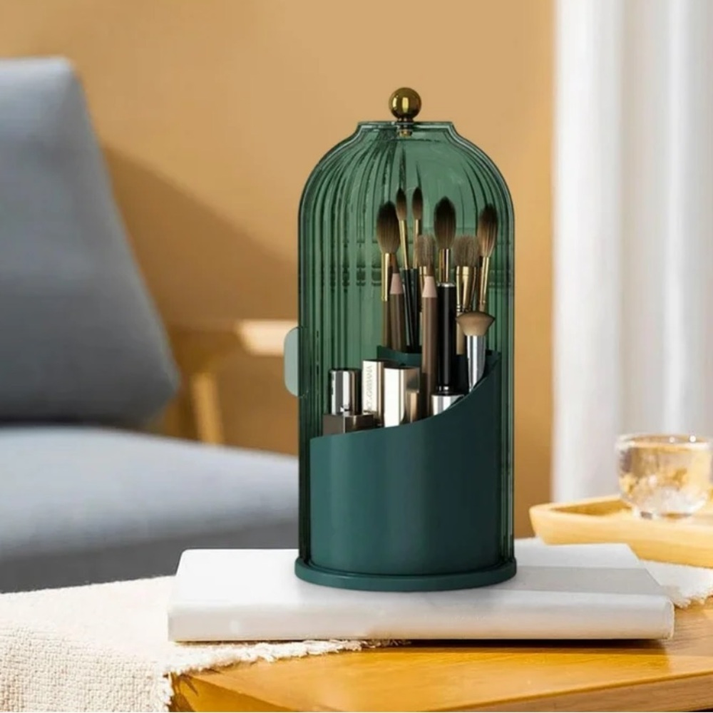 Green Makeup Brush Holder with Gold Accent - Picture 5 of 6